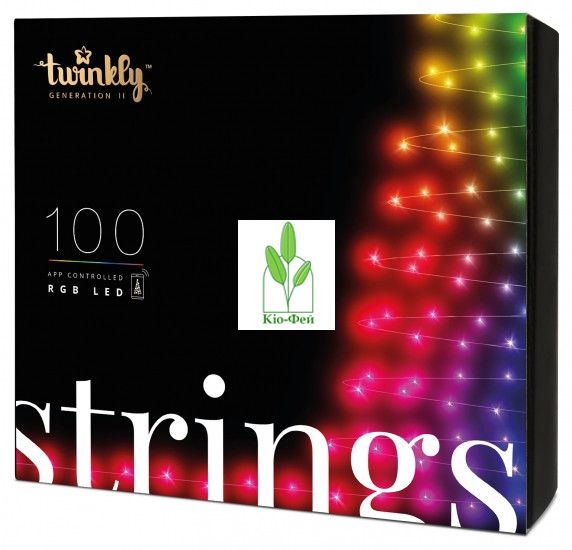 Smart LED Гірлянда Twinkly Strings RGB 100, Gen II, IP44, довжина 8м, кабель чорний 2044110443 фото